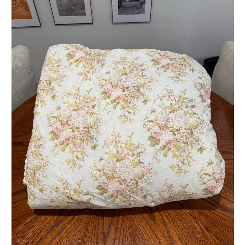 Piper & Wright Floral Light Blue Comforter Crochet Lace Trim Full Queen Cottage